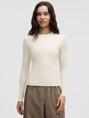 NEW Wundermost Soft Crewneck Long Sleeve Shirt, Lululemon, Light Ivory, Size M